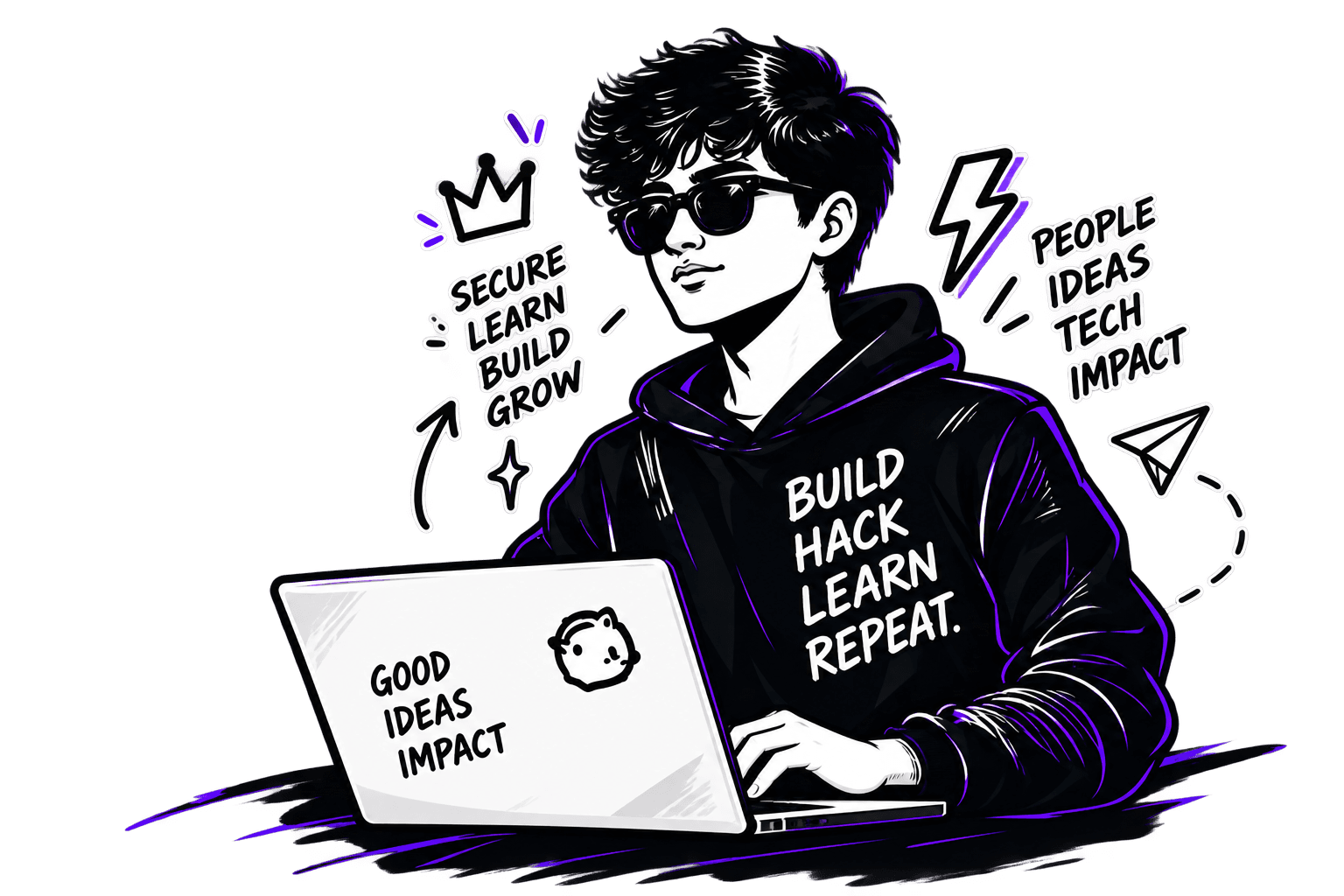 Raghav Arora - Illustrated Hacker Character